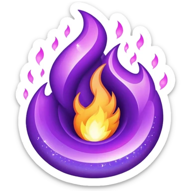 glitter purple fire sticker