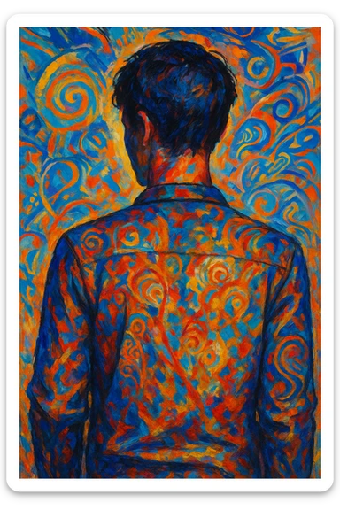 persona de espaldas, estilo variado, creative and diverse artistic style sticker