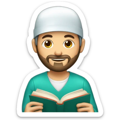 young spanish surgeon with beard reading a book sticker