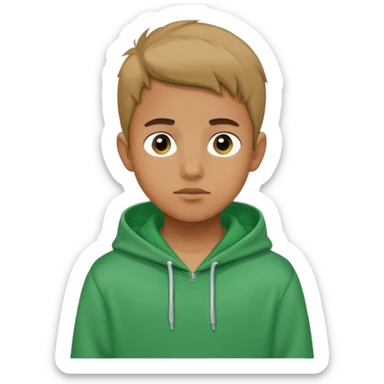 portrait of a boy in green hoodie sticker