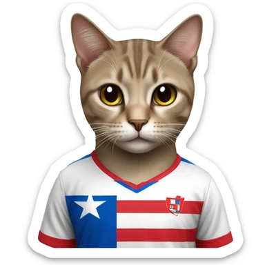 Cat wearing a puerto rican flag soccer shirt sticker