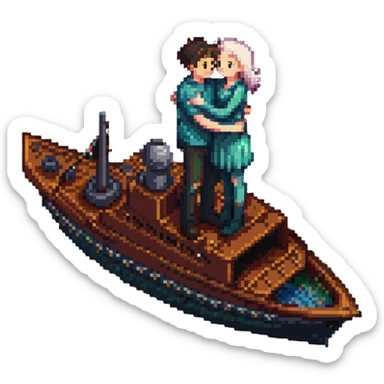 couple in love on a ship sticker