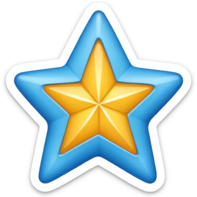 Ayúdame a crear un emoji de una estrella de 12 puntos azul con un chulo blanco en el medio sticker