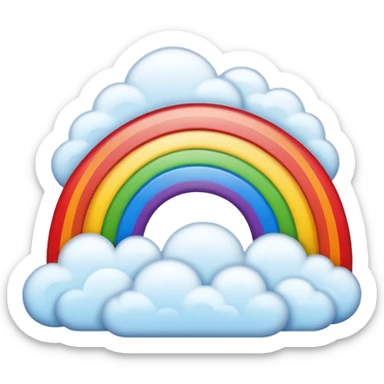 A glowing rainbow arching across drifting clouds. sticker