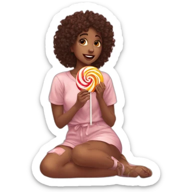 Request ➝  Draw me : girl on her two knees eating a lollipop sticker
