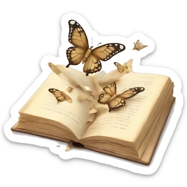 cute neutral colored book with butterflies flying out of it sticker