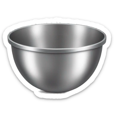 Realistic silver metallic mixing bowl.  sticker
