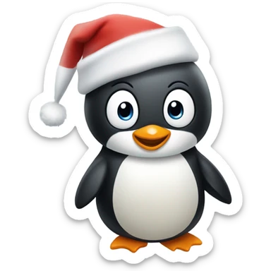 Happy penguin christmas celebrating sticker