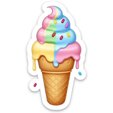 Melted kawaii pastel ice cream sticker