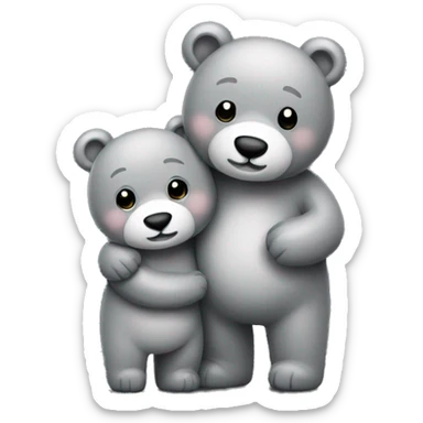 realistic-grey-bears-happy-couple-hugging-with-love sticker