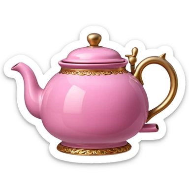 Pink steaming and boiling  tea pot with smoke sticker