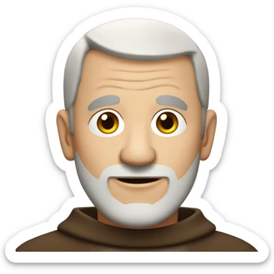 A middle-aged white male friar with a grizzled appearance, buzz cut, and a square jaw. no facial hair sticker
