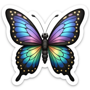 A black butterfly with intricately detailed wings, featuring a central ribbon tied in a bow, blending gothic fashion with nature’s beauty. sticker