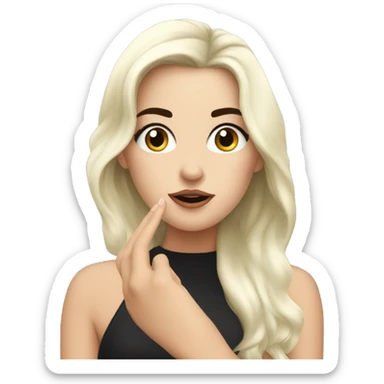 White girl with Black hair blowing a kiss   sticker