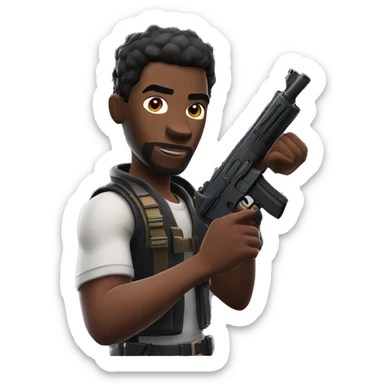 Black man with a gun in Fortnite  sticker
