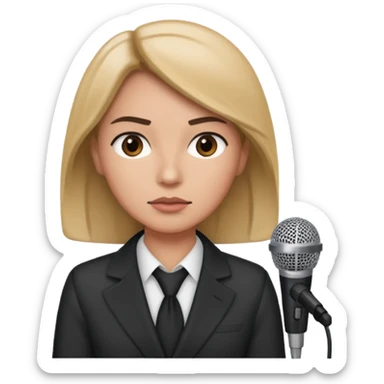 newsroom anchor with mic sticker