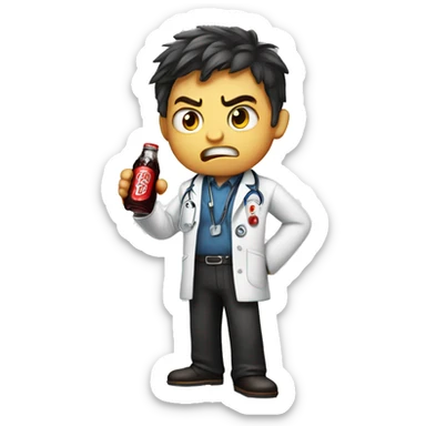 An angry boy drinking doctor pepper  sticker