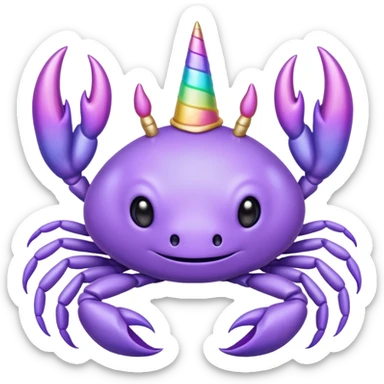 a cute purple crab with a unicorn horn. the crab shouldn't have a face sticker