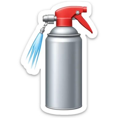 a can of hairspray spraying out sticker