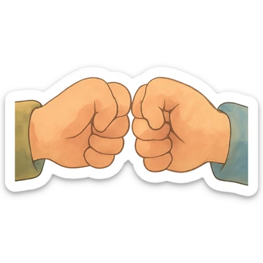 ghibli style two fists doing a brofist, soft colors sticker