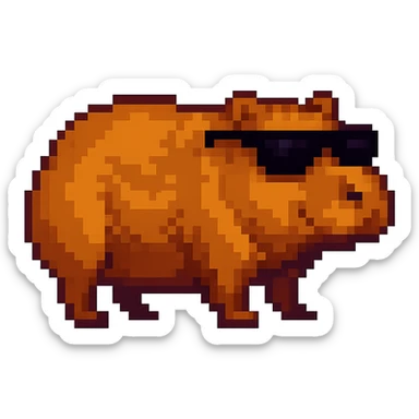 Add cool sunglasses to the funny capybara, keep the style consistent with the original images, and maintain no background (transparent). sticker