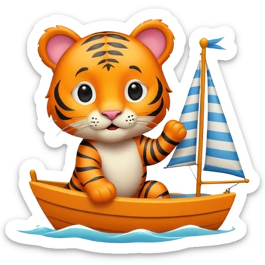 cute tiger sailing sticker