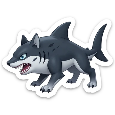 Cool badass edgy Shark-wolf-Sharpedo-Hyena-hybrid-animal-Pokémon-Fakemon-fusion-creature  sticker
