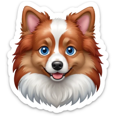 Red Merle spitz nain with blue eyes sticker