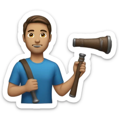 men with a macebell brown hair sticker