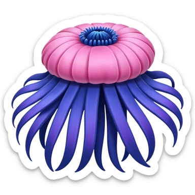 sea anemone blue pink sticker