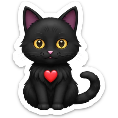 black cat with black heart sticker