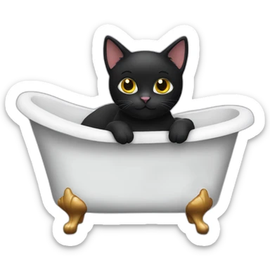 black cat in tub sticker