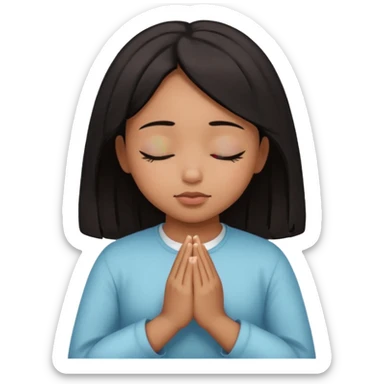 brown girl praying curls black hair and eyes closed sticker