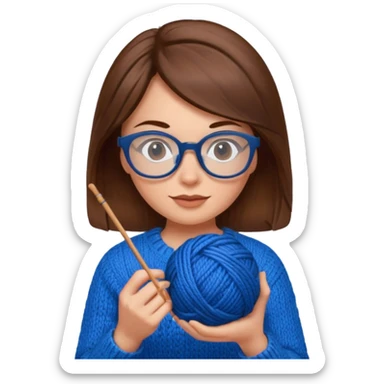  Woman with brown hair Knitting emoji sticker