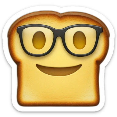 A toast with a face and nerdy glasses sticker