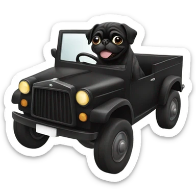 Black pug driving sticker