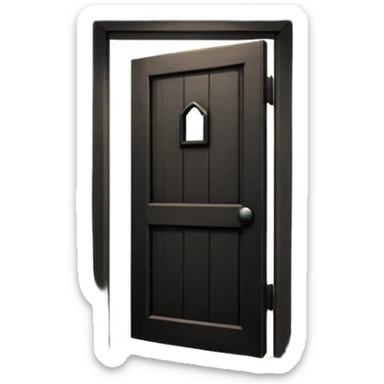 An icon showing a dark, eerie environment with ominous shadows, inspired by horror games like Resident Evil. The design includes a dimly lit corridor, a creepy door slightly ajar, and a silhouette lurking in the background. A sense of suspense and fear is conveyed. Transparent background. sticker