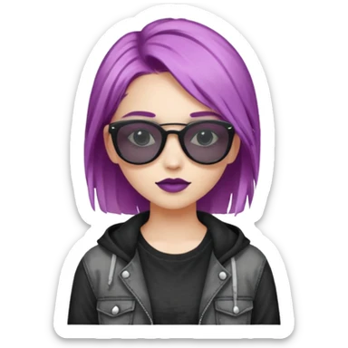 stylish teen girl wearing shades and dyed her hair, grunge outfit sticker