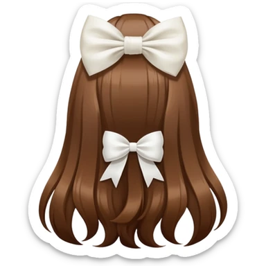Brown long hairs with white bow from the back sticker
