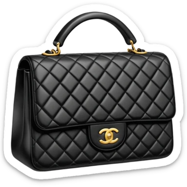 generate an ios genmoji of a black chanel bag sticker