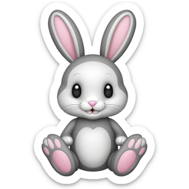 Emoji pour twitch d'une peluche lapin squelette noir faisant signe de la patte avec le texte:"Hi !" sticker