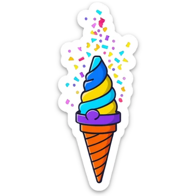 festive confetti cone popper with colorful confetti explosion sticker