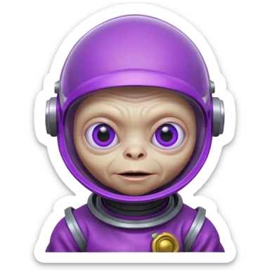 Neon purple gollum with a space helmet on sticker