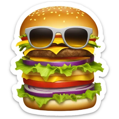 Cheeseburger with sunglasses sticker