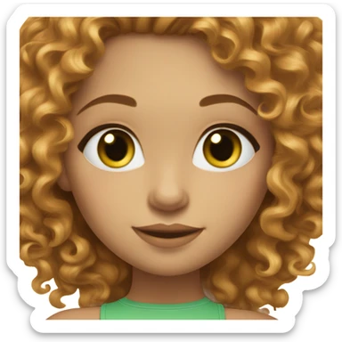 lightskin girl with honey brown curly hair wit green eyes with lashes sticker