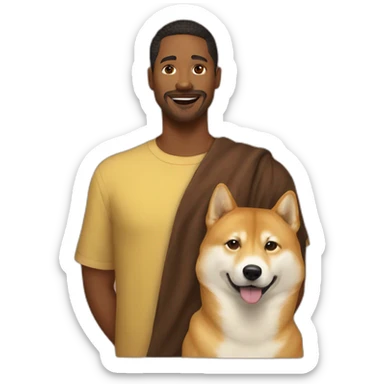 a human and a doge sticker