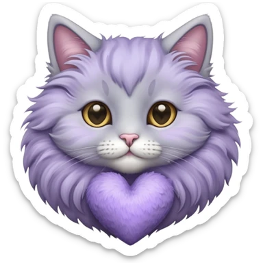 Cat and Lavender heart sticker