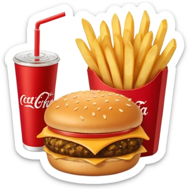Chick-fil-A fast food fries, burger and coke with the name on it sticker