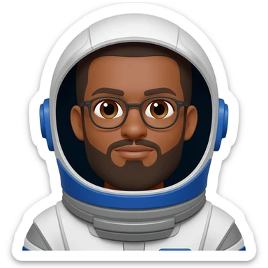 astronaut brown skin, brown eyes, glasses and beard sticker