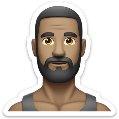 Big gray skin man with muscles and small black beard sticker